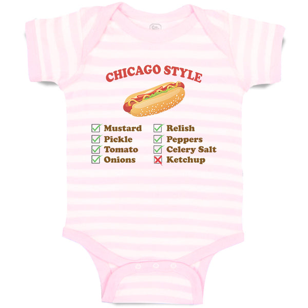 Baby Clothes Chicago Style Image of A Hot Dog Funny Humor Baby Bodysuits Cotton