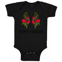 Baby Clothes Red Tomatoes Black Text Home Grown Baby Bodysuits Boy & Girl Cotton