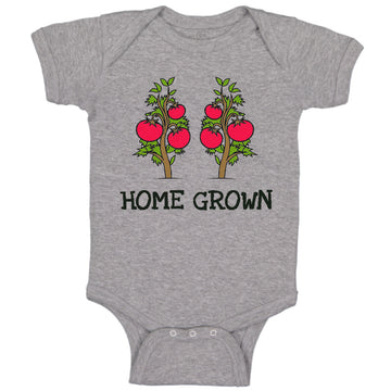 Baby Clothes Red Tomatoes Black Text Home Grown Baby Bodysuits Boy & Girl Cotton