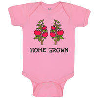 Baby Clothes Red Tomatoes Black Text Home Grown Baby Bodysuits Boy & Girl Cotton