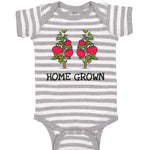 Baby Clothes Red Tomatoes Black Text Home Grown Baby Bodysuits Boy & Girl Cotton