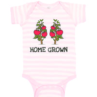 Baby Clothes Red Tomatoes Black Text Home Grown Baby Bodysuits Boy & Girl Cotton