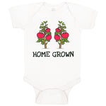 Baby Clothes Red Tomatoes Black Text Home Grown Baby Bodysuits Boy & Girl Cotton