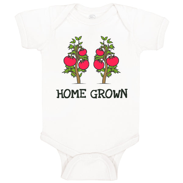 Baby Clothes Red Tomatoes Black Text Home Grown Baby Bodysuits Boy & Girl Cotton