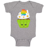 Baby Clothes St Paddy's Cupcake Rainbow Clover Eyes Food and Beverages Cotton