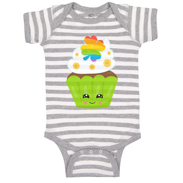 Baby Clothes St Paddy's Cupcake Rainbow Clover Eyes Food and Beverages Cotton