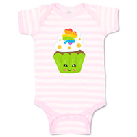 Baby Clothes St Paddy's Cupcake Rainbow Clover Eyes Food and Beverages Cotton