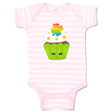 Baby Clothes St Paddy's Cupcake Rainbow Clover Eyes Food and Beverages Cotton