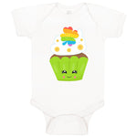 Baby Clothes St Paddy's Cupcake Rainbow Clover Eyes Food and Beverages Cotton