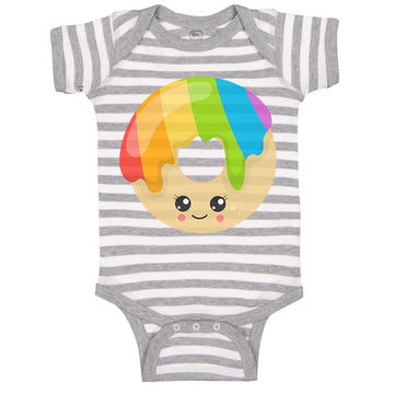 Baby Clothes Rainbow Irish Donuts Face Food and Beverages Desserts Cotton