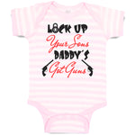 Baby Clothes Lock up Your Sons Daddy's Got Gun Dad Father's Day Baby Bodysuits