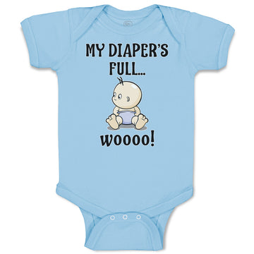 Baby Clothes My Diaper's Full Woooo! Baby Bodysuits Boy & Girl Cotton