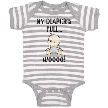 Baby Clothes My Diaper's Full Woooo! Baby Bodysuits Boy & Girl Cotton