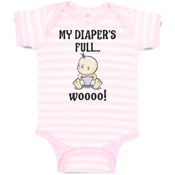 Baby Clothes My Diaper's Full Woooo! Baby Bodysuits Boy & Girl Cotton