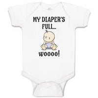 Baby Clothes My Diaper's Full Woooo! Baby Bodysuits Boy & Girl Cotton