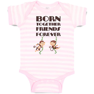 Baby Clothes Born Together Friends Forever Baby Bodysuits Boy & Girl Cotton