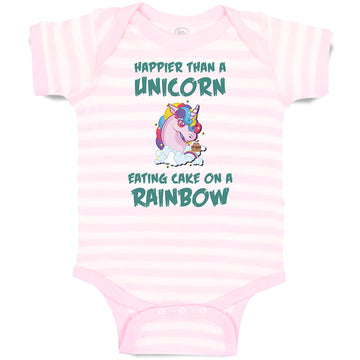 Baby Clothes Happeir than A Unicorn Eating Cake on A Rainbow Baby Bodysuits