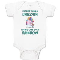 Baby Clothes Happeir than A Unicorn Eating Cake on A Rainbow Baby Bodysuits
