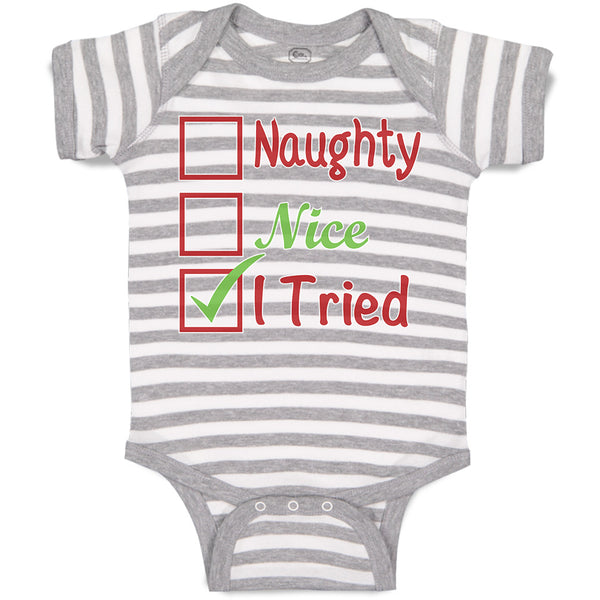 Baby Clothes Naughty Nice I Tried Baby Bodysuits Boy & Girl Cotton