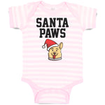 Baby Clothes Santa Paws with Santa Cap on Dog's Head Baby Bodysuits Cotton