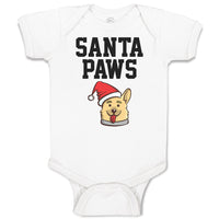 Baby Clothes Santa Paws with Santa Cap on Dog's Head Baby Bodysuits Cotton