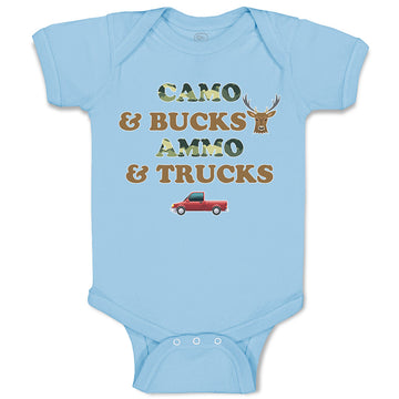 Baby Clothes Camo & Bucks Ammo & Trucks Baby Bodysuits Boy & Girl Cotton