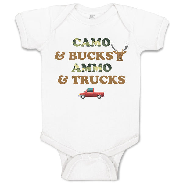 Baby Clothes Camo & Bucks Ammo & Trucks Baby Bodysuits Boy & Girl Cotton