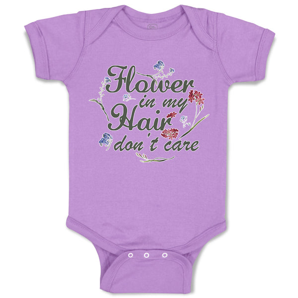 Baby Clothes Flower in My Hair Don'T Care Baby Bodysuits Boy & Girl Cotton