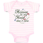 Baby Clothes Flower in My Hair Don'T Care Baby Bodysuits Boy & Girl Cotton