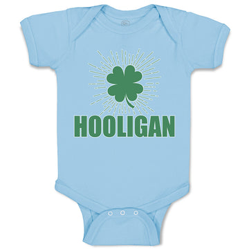 Baby Clothes Hooligan with Irish Shamrock Leaf Baby Bodysuits Boy & Girl Cotton