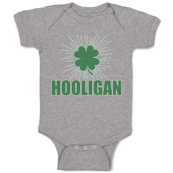 Baby Clothes Hooligan with Irish Shamrock Leaf Baby Bodysuits Boy & Girl Cotton