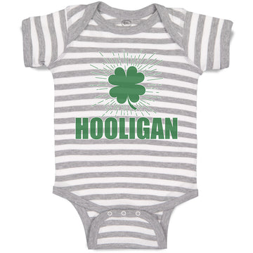 Baby Clothes Hooligan with Irish Shamrock Leaf Baby Bodysuits Boy & Girl Cotton
