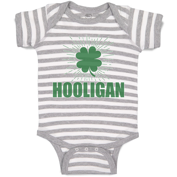 Baby Clothes Hooligan with Irish Shamrock Leaf Baby Bodysuits Boy & Girl Cotton