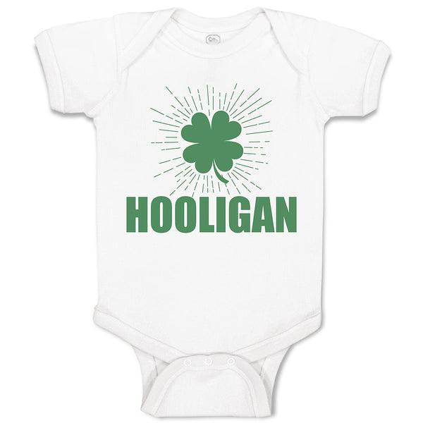 Baby Clothes Hooligan with Irish Shamrock Leaf Baby Bodysuits Boy & Girl Cotton