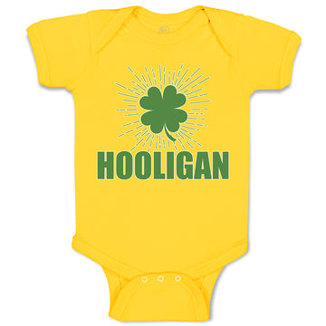Baby Clothes Hooligan with Irish Shamrock Leaf Baby Bodysuits Boy & Girl Cotton