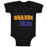 Baby Clothes I Drool Orange & Blue Baby Bodysuits Boy & Girl Cotton