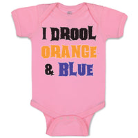 Baby Clothes I Drool Orange & Blue Baby Bodysuits Boy & Girl Cotton