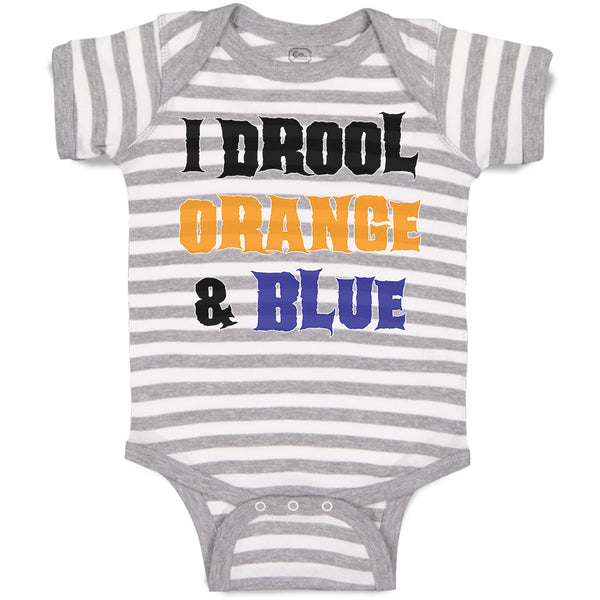 Baby Clothes I Drool Orange & Blue Baby Bodysuits Boy & Girl Cotton