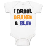 Baby Clothes I Drool Orange & Blue Baby Bodysuits Boy & Girl Cotton