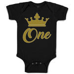 Baby Clothes Age 1 and Number Name with Gold Crown Baby Bodysuits Cotton