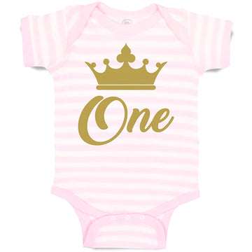 Baby Clothes Age 1 and Number Name with Gold Crown Baby Bodysuits Cotton
