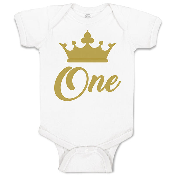 Baby Clothes Age 1 and Number Name with Gold Crown Baby Bodysuits Cotton