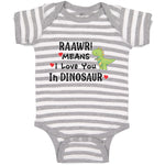 Baby Clothes Raawr! Mean I Love You in Dinosaur Baby Bodysuits Boy & Girl Cotton