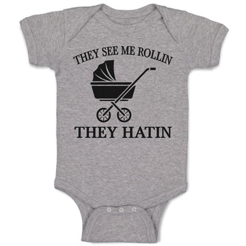 Baby Clothes They See Me Rollin They Hatin Baby Bodysuits Boy & Girl Cotton