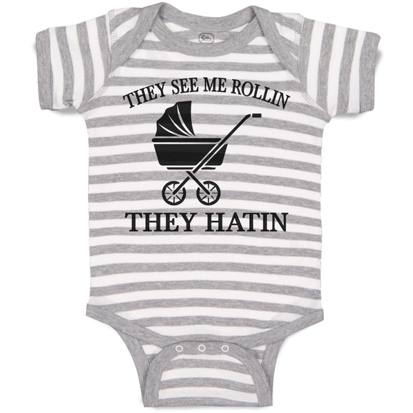 Baby Clothes They See Me Rollin They Hatin Baby Bodysuits Boy & Girl Cotton