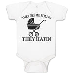 Baby Clothes They See Me Rollin They Hatin Baby Bodysuits Boy & Girl Cotton