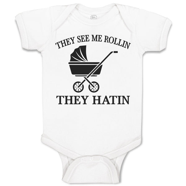 Baby Clothes They See Me Rollin They Hatin Baby Bodysuits Boy & Girl Cotton