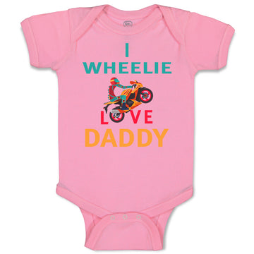 Baby Clothes I Wheelie Love Daddy Dad Father's Day Motorcycle Bike Cotton