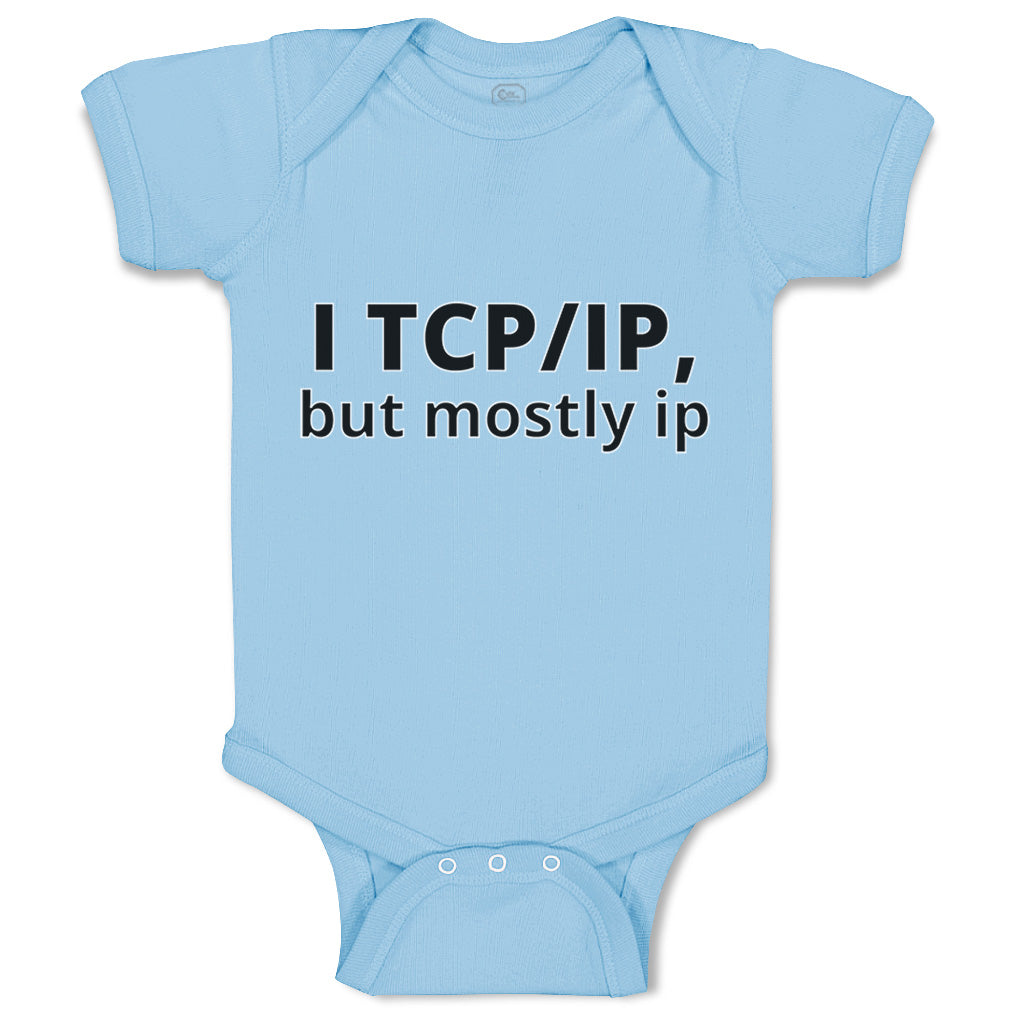 Funny TCP/IP Baby Bodysuit - Computer Geek Nerd Onesie 6 Months Light Blue