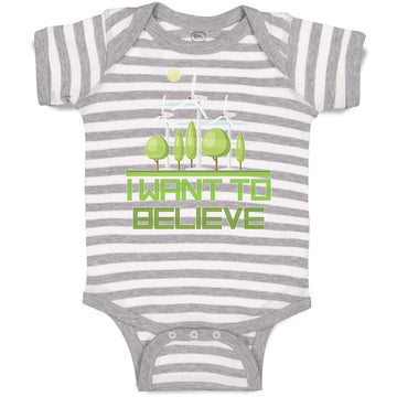 Baby Clothes I Want to Believe Funny Nerd Geek Baby Bodysuits Boy & Girl Cotton
